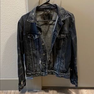 American Eagle Black Distressed Jean Jacket